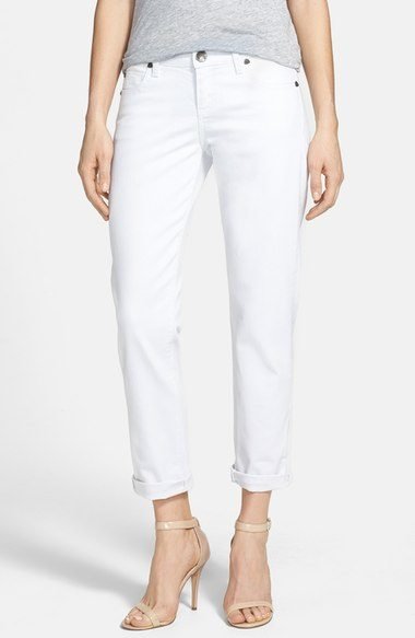 white cuffed jeans