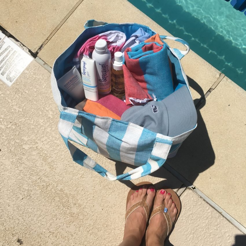 supergoop and beach bag