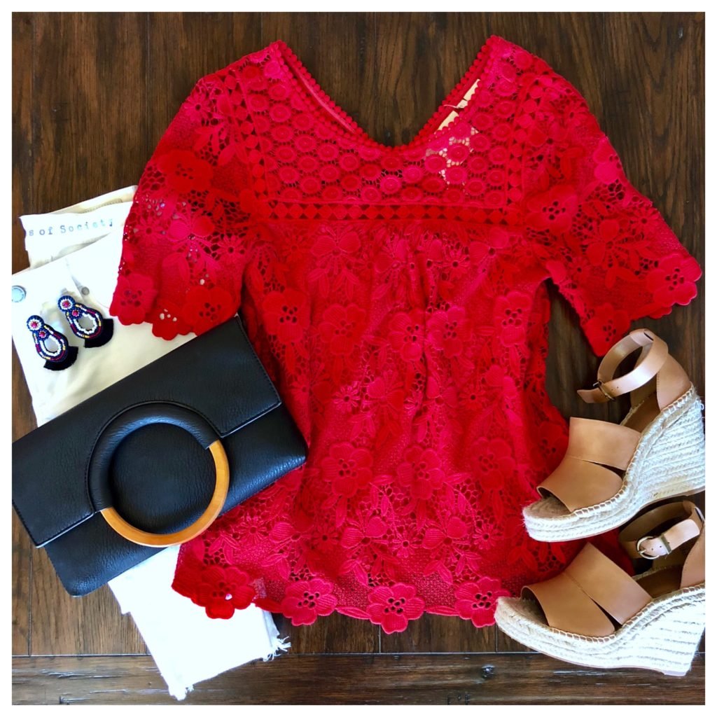red lace top