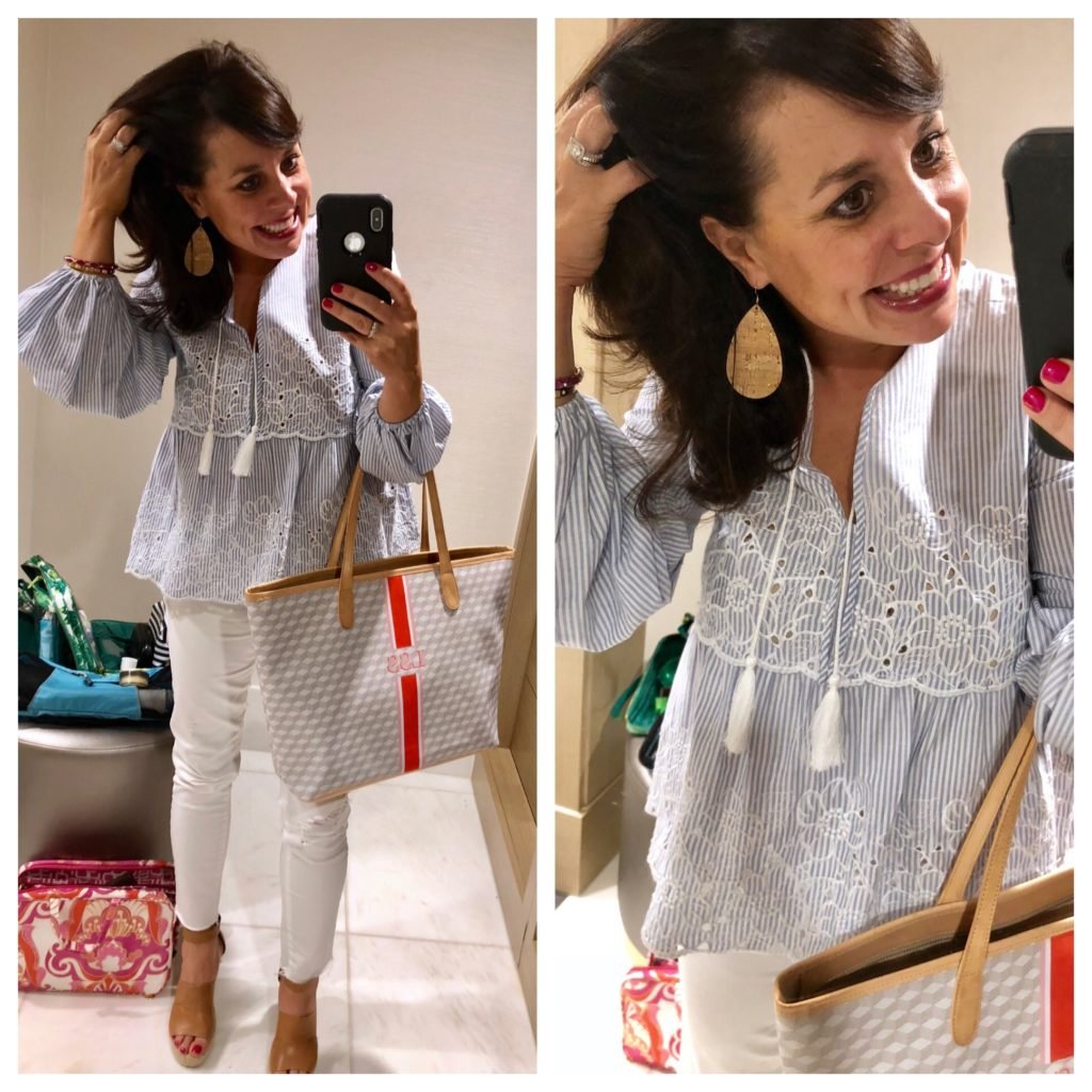 rewardStyle Conference white jeans outfit
