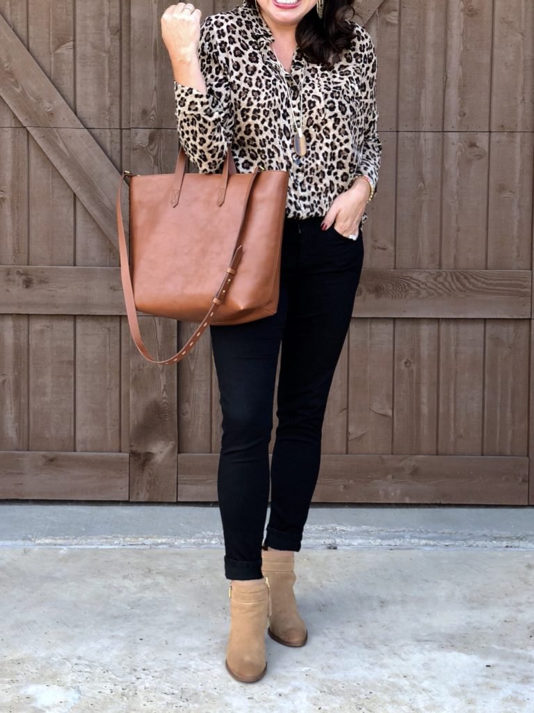 Leopard Blouse Fall Outfit Ideas