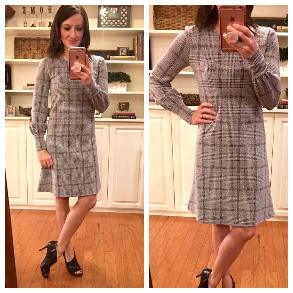 Work Outfit: Petite Plaid Cuffed Dress